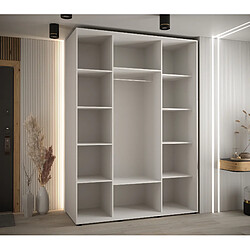 Avis Abiks Meble Armoire à portes coulissantes Davos 3 235.2 x 170 x 60 3 portes coulissante (Blanc/Chêne artisan/Argent)