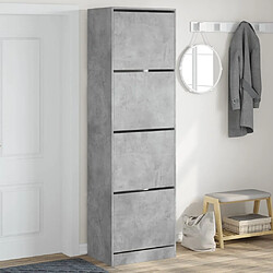 Maison Chic Armoire à chaussures 4 tiroirs | Meuble de rangement à chaussures Meuble d'Entrée rabattables gris 60x42x204 cm -MN65720