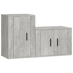 Maison Chic Ensemble de meubles TV 2 pcs pour salon - gris béton bois d'ingénierie -MN97921