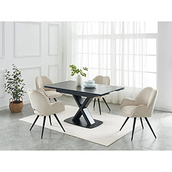 Vente-Unique Table à manger extensible 6 à 8 personnes en céramique, verre trempé et métal - Anthracite et Noir - MIAZELO de Maison Céphy