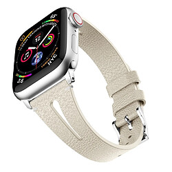 Wewoo Bracelet en cuir forme de goutte d'eau pour montre-bracelet Apple Watch séries 43 et 2 et 1 et 42 mm beige 