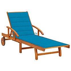 vidaXL Chaise longue de jardin avec coussin Bois d'acacia solide