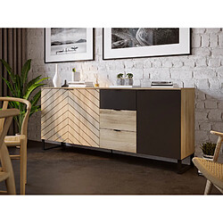 BOBOCHIC Auxane - buffet bas - bois et noir - 200 cm - style contemporain