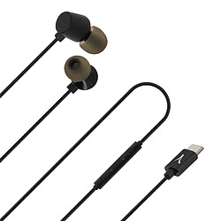 Écouteurs USB-C Intra-auriculaires Magnétiques Boutons Multifonction Akashi Noir