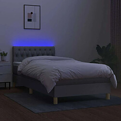 Avis Maison Chic Lit adulte- Lit + matelas + LED,Sommier à lattes de lit matelas LED Gris clair 100x200 cm Tissu -GKD91416