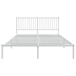 Maison Chic Lit adulte 150x200cm- Cadre de lit métal avec tête de lit pour chambre blanc -MN19994 pas cher