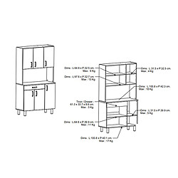 Pegane Buffet de cuisine coloris chêne kronberg, blanc mat - Longueur 100,8 x Hauteur 185,50 x Profondeur 42,30 cm pas cher