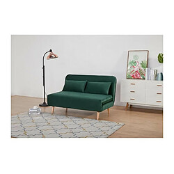 Avis Banquette BZ 2 places - Style scandinave - Velours vert - L 130 x P 90 x 81 cm - DEPLO