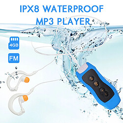 Universal IPX8 Etanche Natation MP3 Jouer Radio Avec Clip Casque Plongée Sport Extérieur 4G Lecteur de Musique MP3 Avec Fonction Radio FM Lecteur MP3(Bleu) pas cher