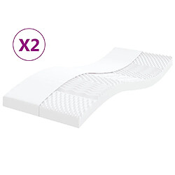 vidaXL Matelas en mousse 2 pcs blanc 80x200 cm 7 zones dureté 20 ILD 