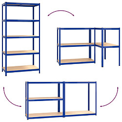 Acheter vidaXL Étagères à 5 niveaux 3 pcs Bleu Acier et bois d'ingénierie