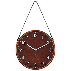 Beliani Horloge murale effet bois foncé ø 26 cm RENENS