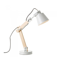 Wadiga Lampe de Bureau Métal Blanc et Bois - Hauteur 43cm 