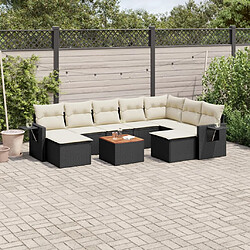 vidaXL Salon de jardin 10 pcs avec coussins noir résine tressée 