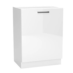 Pegane Meuble bas de cuisine avec 1 porte blanc - longueur 60 x profondeur 44,60 x hauteur 82 cm