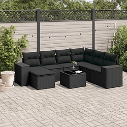 vidaXL Salon de jardin 8 pcs avec coussins noir résine tressée 