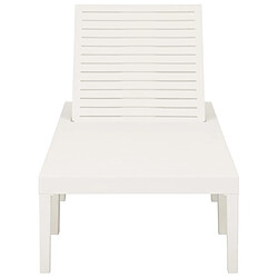 Avis Helloshop26 Transat chaise longue bain de soleil lit de jardin terrasse meuble d'extérieur plastique blanc 02_0012786