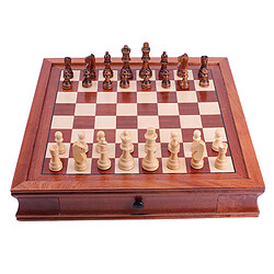 Solide En Bois Jeu d'échecs pour les Enfants et Adultes Classique Famille Échiquier Jeu avec Échiquier En Bois Tiroir de Rangement En Bois D'échecs