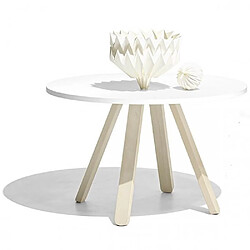 Inside 75 Table repas rond 5 couverts STECCO pieds bois plateau blanc laqué