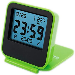 Elixir Petits réveils de voyage numériques, horloge de voyage à piles avec veilleuse LCD, mini horloge de température de poche pliable portable pour extérieur, lit, bureau, table, camping-car (vert)