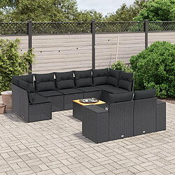 Maison Chic Salon de jardin 10 pcs avec coussins, Ensemble Tables et chaises d'extérieur noir résine tressée -GKD674954