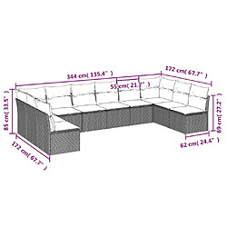 Avis vidaXL Salon de jardin 10 pcs avec coussins noir résine tressée