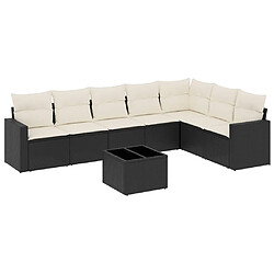 vidaXL Salon de jardin 8 pcs avec coussins noir résine tressée