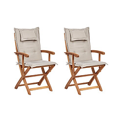 Beliani Lot de 2 chaises Bois Taupe MAUI