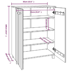 vidaXL Armoire à chaussures HAMAR Blanc 85x40x108 cm Bois de pin pas cher