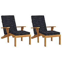 Avis Maison Chic Lot de 2 Coussins Confort,Coussins de chaise longue noir motif à carreaux -GKD46258