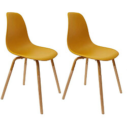 The Home Deco Factory Chaise scandinave pieds métal et bois de hêtre Phenix (Lot de 2) jaune moutarde.