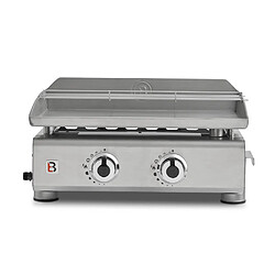 Plancha au gaz Silvia II G Inox - Brasero - 2 brûleurs - Surface de cuisson 52 x 34 cm - 5 kW -Jusqu'à 8 convives - Inox , Gris