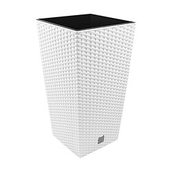 WellHome PROSPERPLAST Lot de 3 pot de fleurs Rato Square plastique blanc avec dêpot (11,4/19/35 L)