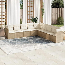 Maison Chic Salon de jardin avec coussins 9 pcs | Ensemble de Table et chaises | Mobilier d'Extérieur beige résine tressée -GKD54367