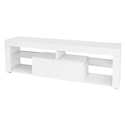 ML-Design TV lowboard blanc, 120x51x35 cm, en panneau de particules MDF ML-Design TV lowboard en bois blanc, 140x51x35 cm, TV board moderne avec espace de rangement, design sans poignées, meuble TV debout avec tiroir et 2 étagères en verre, TV table Sideboard TV cabinet