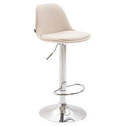 Decoshop26 Tabouret de bar avec repose-pieds design moderne tissu crème 10_0000152 