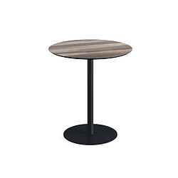 Materiel Chr Pro Urban table de bistrot avec piètement noir + plateau HPL aspect bois Ø70 cm - Veba