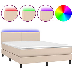 vidaXL Sommier à lattes de lit avec matelas LED Cappuccino 140x200 cm