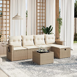 vidaXL Salon de jardin avec coussins 6 pcs beige résine tressée 