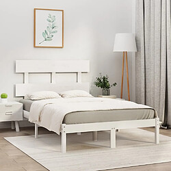 vidaXL Cadre de lit sans matelas blanc 140x200 cm bois massif