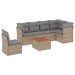 vidaXL Salon de jardin avec coussins 7pcs mélange beige résine tressée