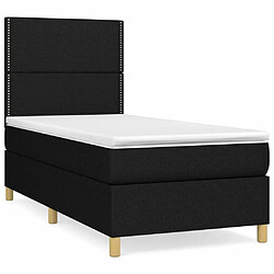 Maison Chic Structures de lit + matelas,Lit à sommier tapissier avec matelas Noir 100x200 cm Tissu -MN76111