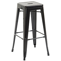 Decoshop26 Tabouret de bar chaise haute de comptoir style industriel en métal noir 10_0000144