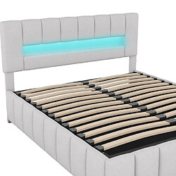 ComfortXL Lit Double LED Avec Rangement Et Velours 180x200 Cm, Gris (sans Matelas) pas cher