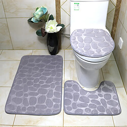 LUUCOZK Tapis de bain antidérapants absorbants à séchage rapide, tapis de décoration de salle de bain-gris-3 piècesensemble