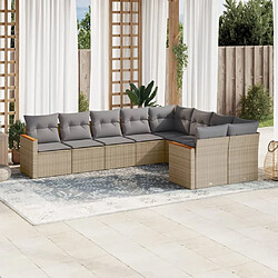 vidaXL Salon de jardin avec coussins 9 pcs beige résine tressée