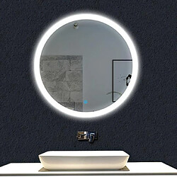 Mirroir de salle de bainF80cm Miroir Rond AICA Miroir salle bain F80 cm - Commutateur effleurement, Antibuée, Lumière Blanc du jour 6000K