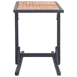 Avis Maison Chic Table de jardin | Table d'extérieur Noir Bois d'acacia solide et résine tressée -GKD97571