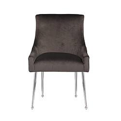 Vivenla Lot de 2 Chaises de salle à manger design revêtement en velours gris foncé avec poignet à l'arrière et piètement en acier argenté collection JERSEY