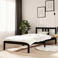 vidaXL Cadre de lit sans matelas noir bois massif 90x200 cm